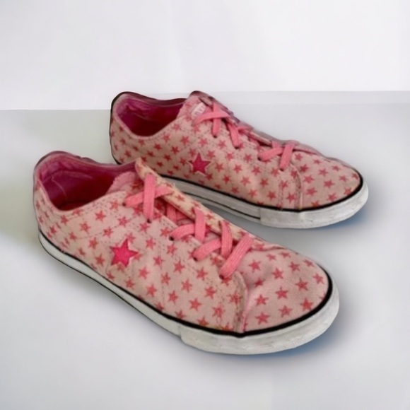 Converse All Stars Pink Glitter Stars Graphic Print Low Top Sneakers Size 4.5 - Picture 1 of 14
